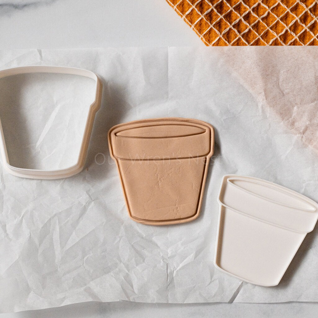 3D Printed Flower Pot Stamp Cookie Cutter Set