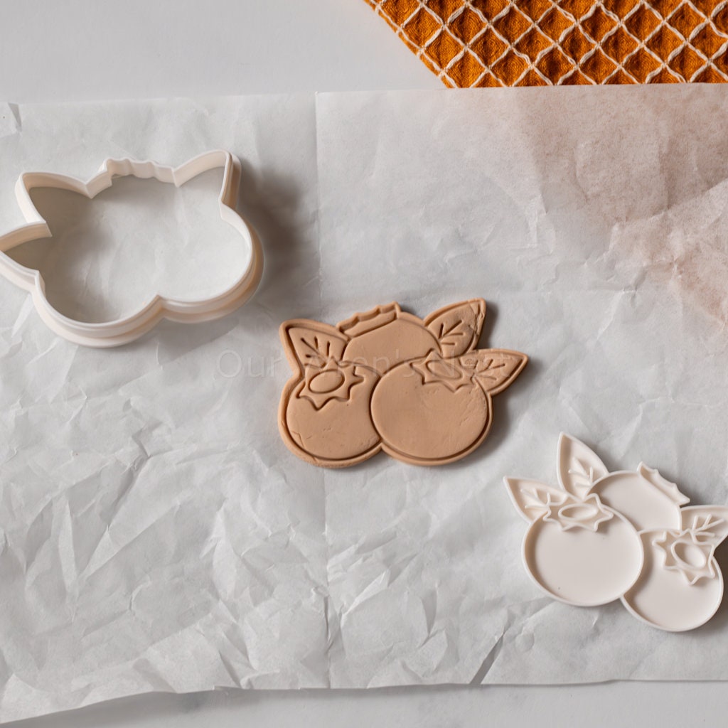 3D Printed Blueberry Stamp Cookie Cutter Set