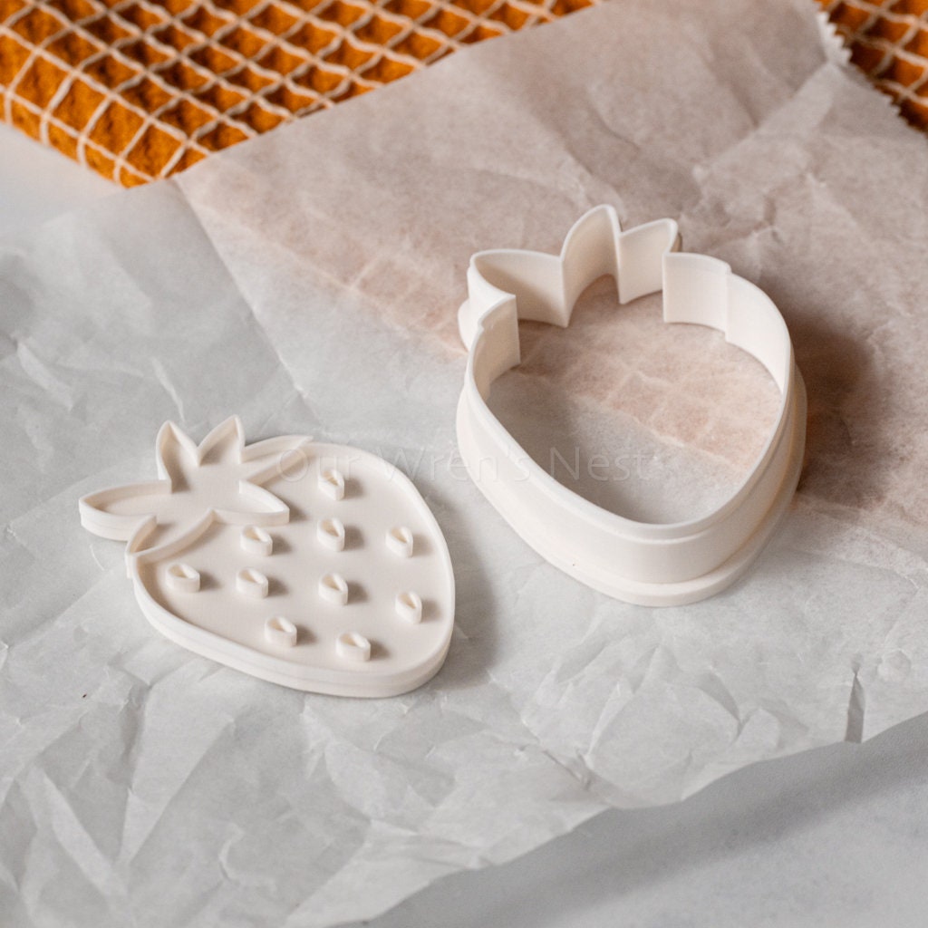 3D Printed Strawberry Stamp Cookie Cutter Set