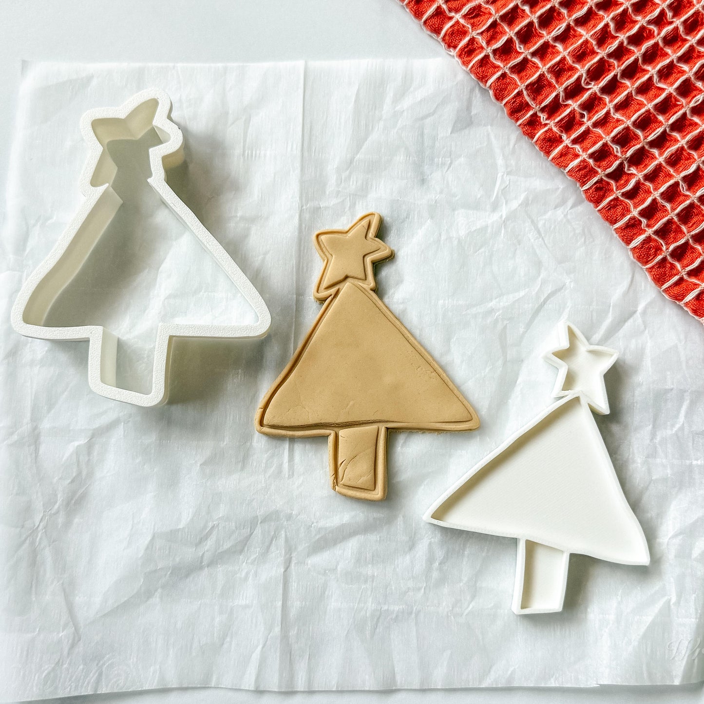 3D Printed Whimsical Holiday Tree Stamp and Cookie Cutter Set