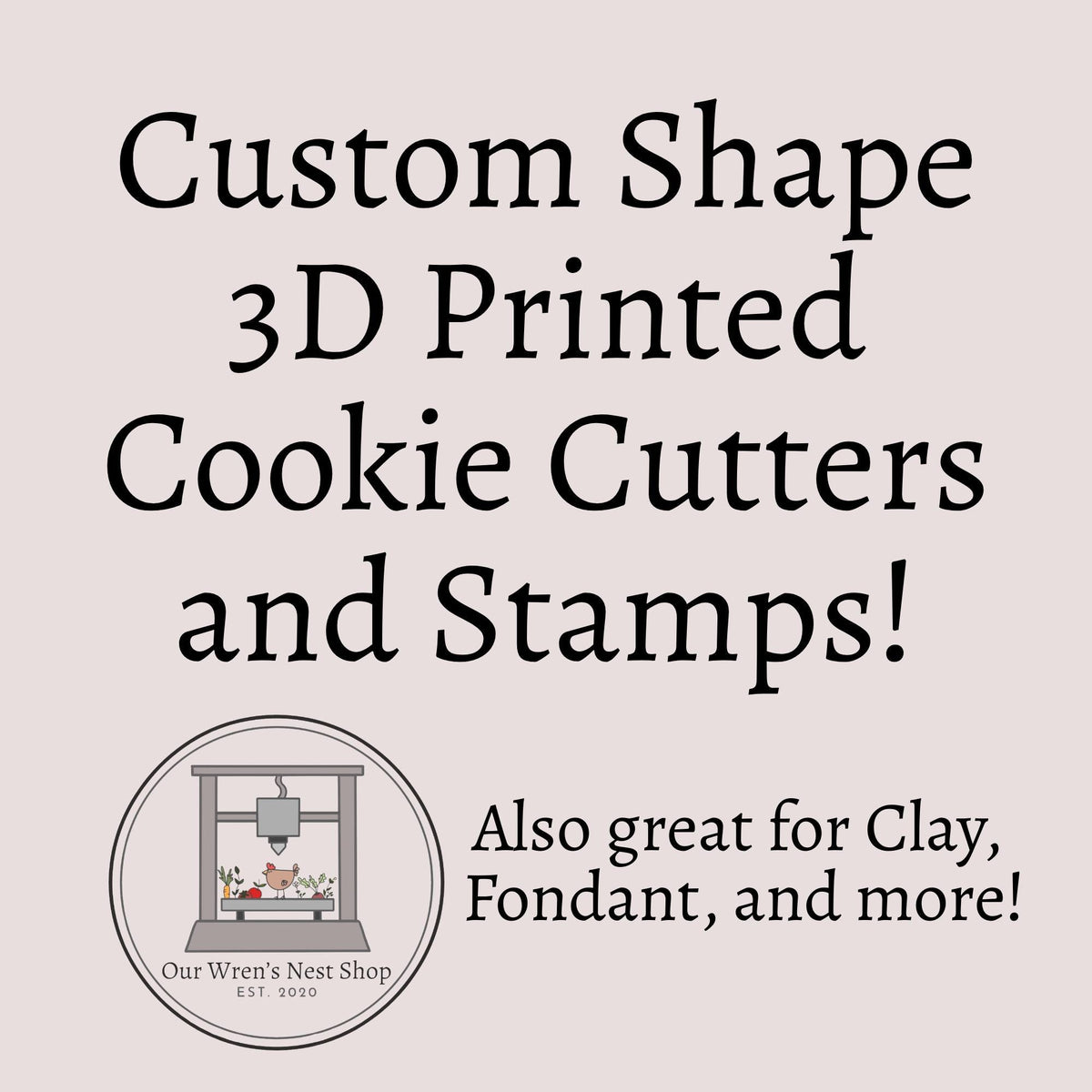 3D Printed Custom Cookie Cutter and Stamp Set – Personalized For Baking and Clay Cutters