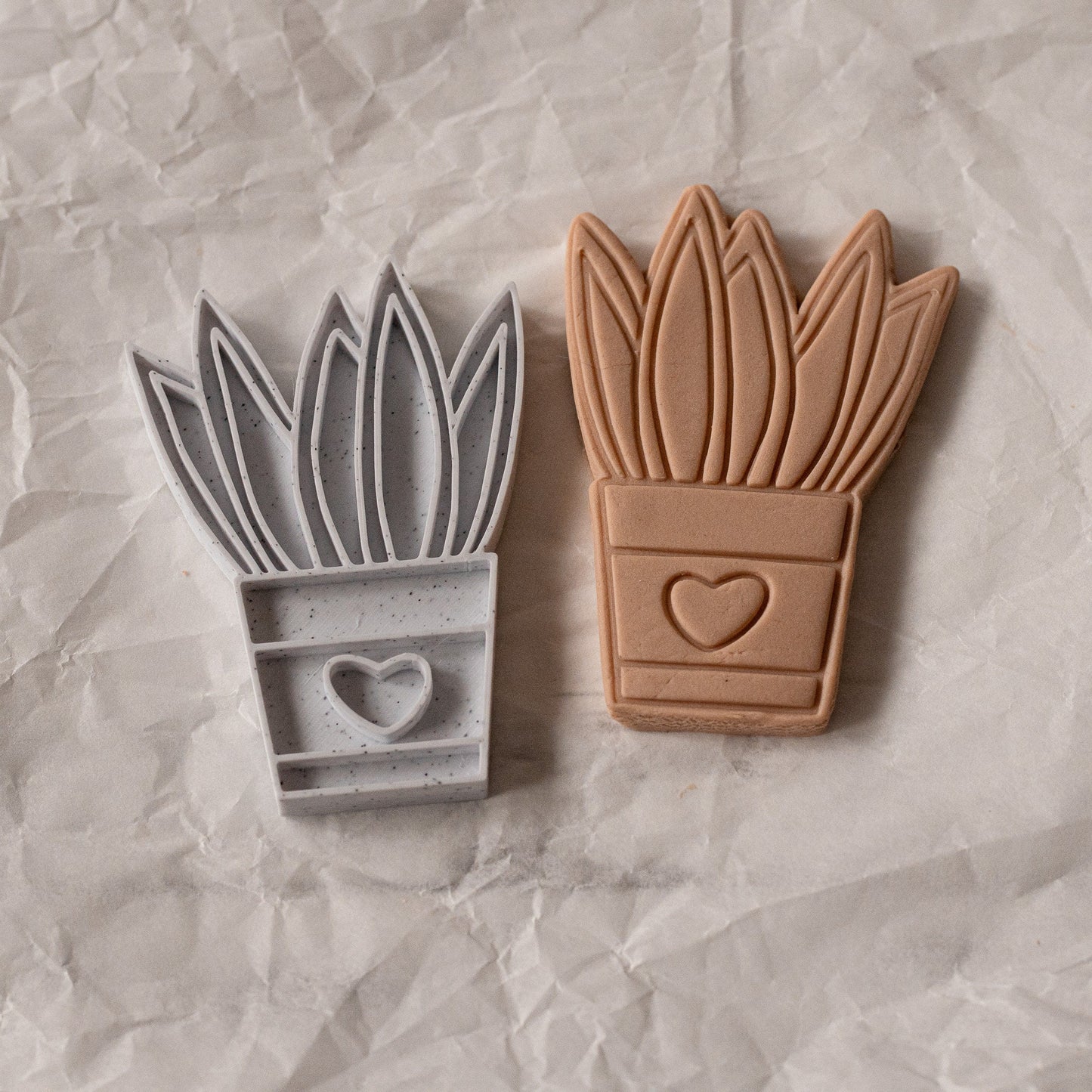 3D Printed Plant in Heart Planter with Stamp Cookie Cutter Set