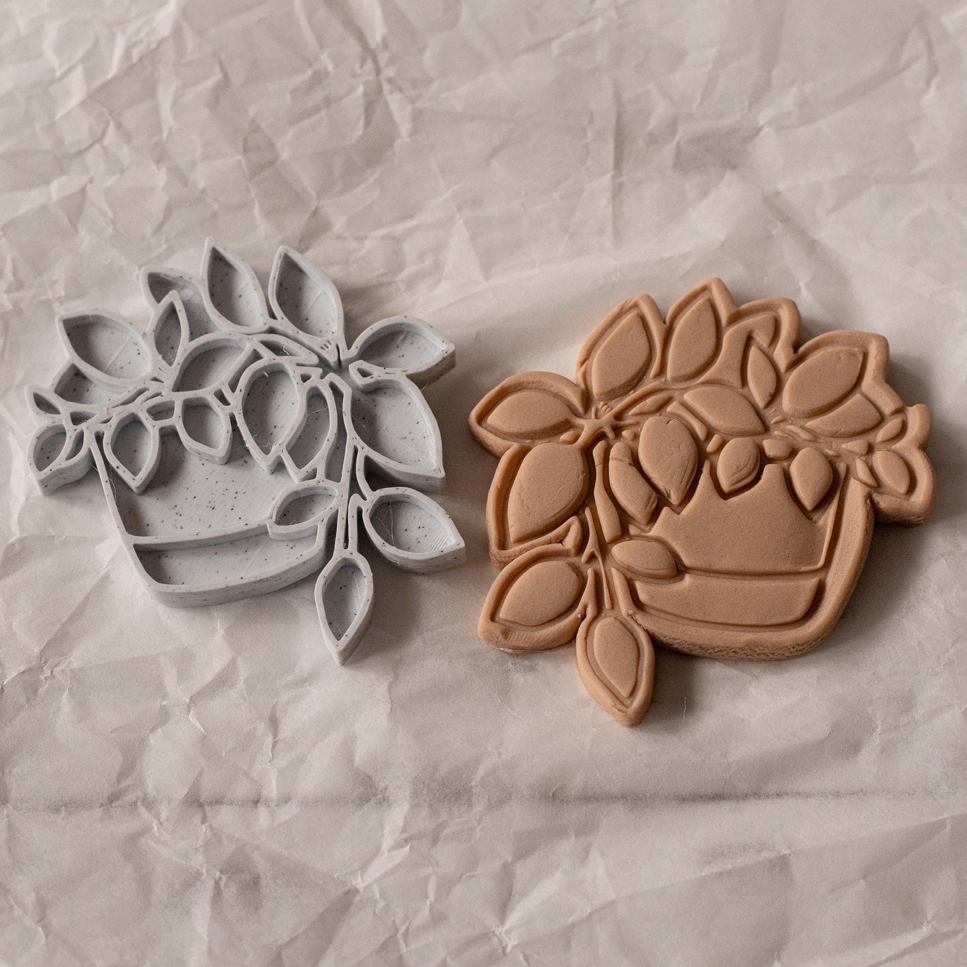 3D Printed Fern Cookie Cutter Set: Botanical Stamp Design
