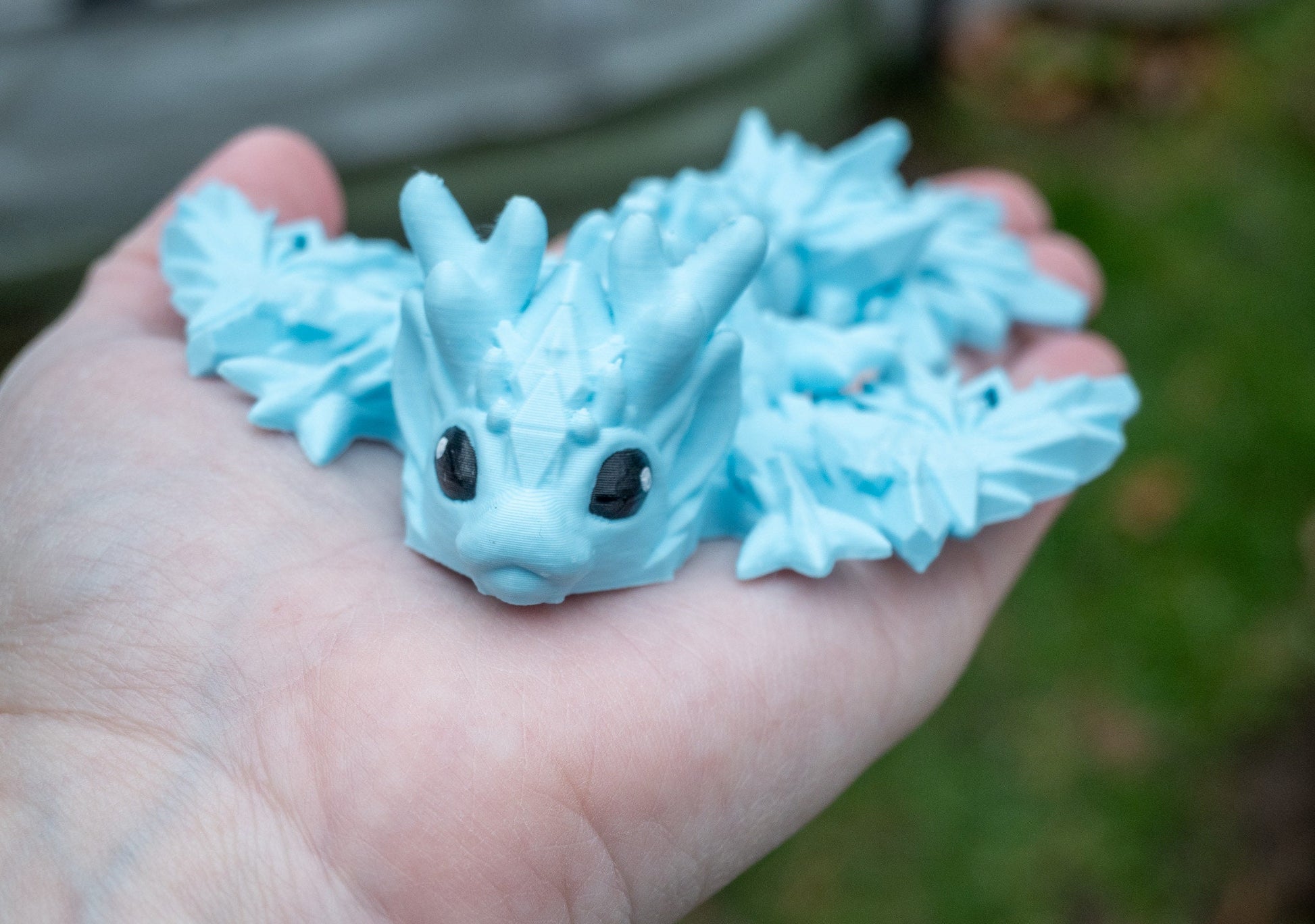 3D Printed Baby Snow Dragon - Articulating, Flexi Dragon Toy