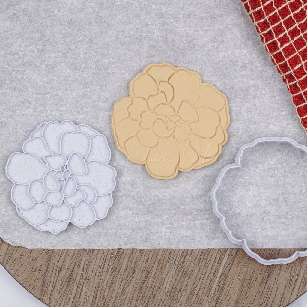 3D Printed Marigold Flower with Stamp Cookie Cutter Set