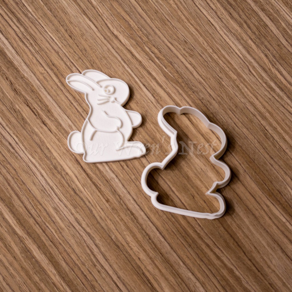 3D Printed Vintage Inspired Chocolate Bunny with Stamp Cookie Cutter Set