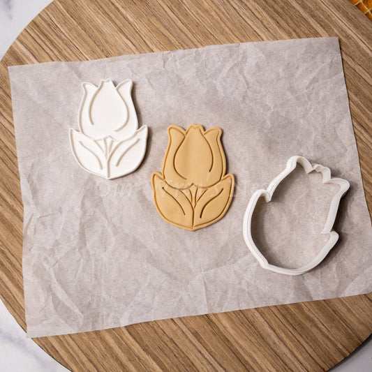 3D Printed Tulip with Stamp Cookie Cutter Set