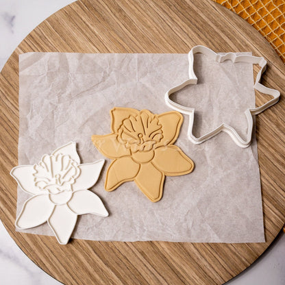 3D Printed Daffodil with Stamp Cookie Cutter Set