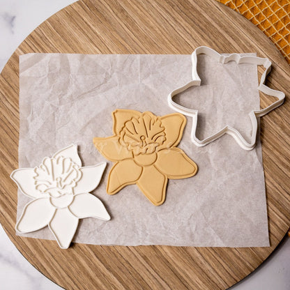 3D Printed Daffodil with Stamp Cookie Cutter Set