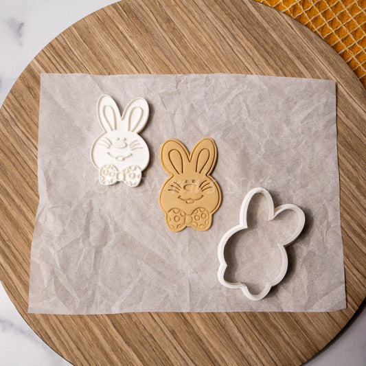 3D Printed Vintage Inspired Spring Bunny with Stamp Cookie Cutter Set