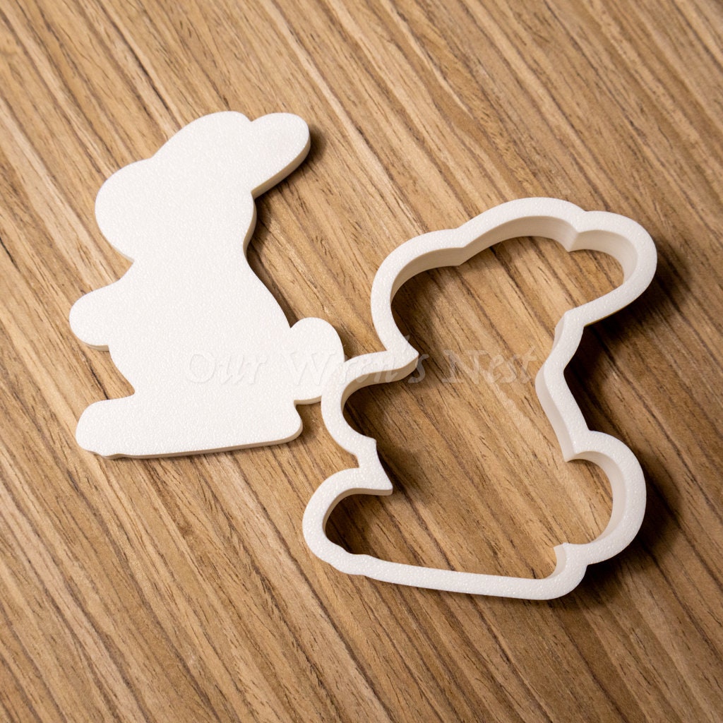 3D Printed Vintage Inspired Chocolate Bunny with Stamp Cookie Cutter Set