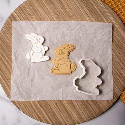 3D Printed Vintage Inspired Chocolate Bunny with Stamp Cookie Cutter Set