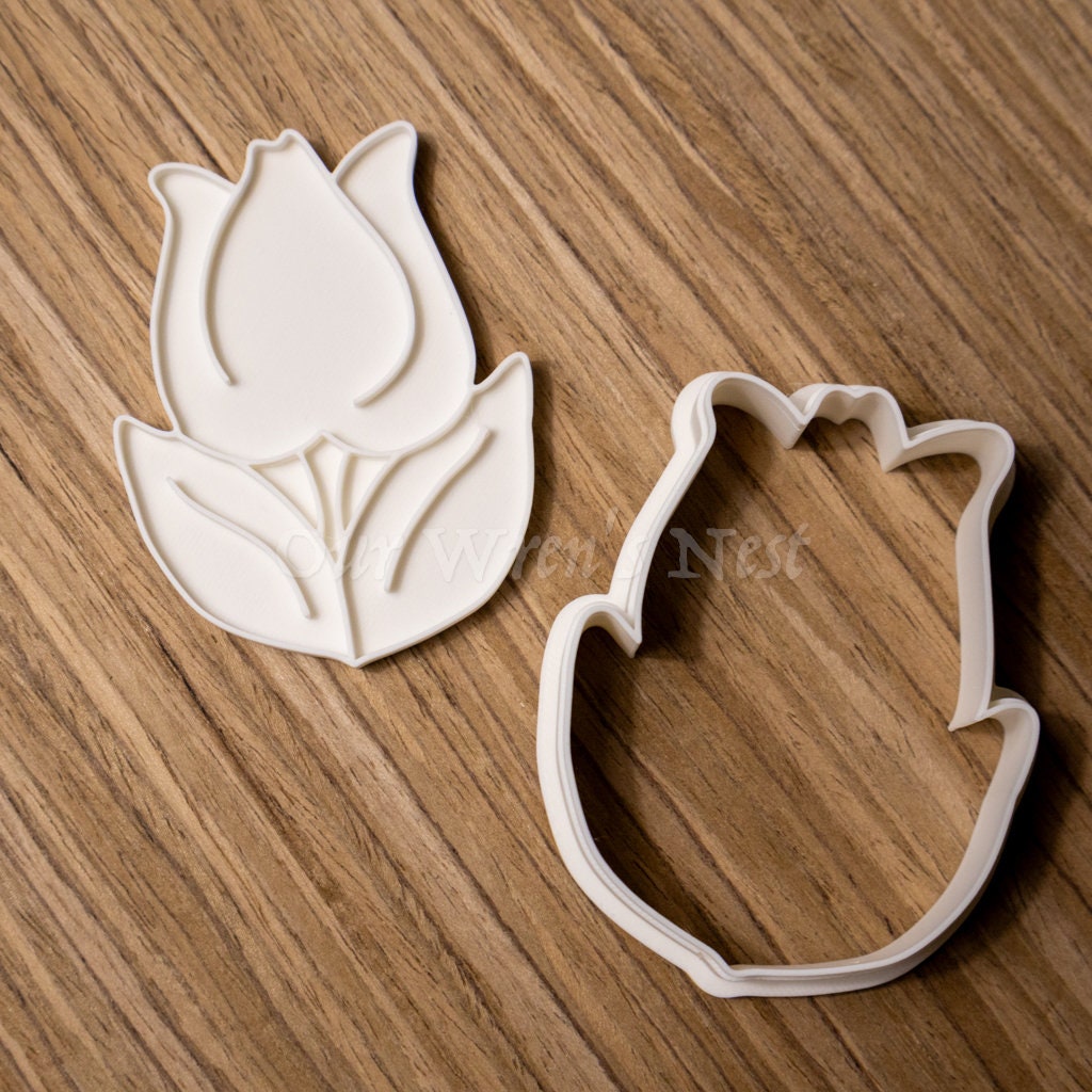 3D Printed Tulip with Stamp Cookie Cutter Set