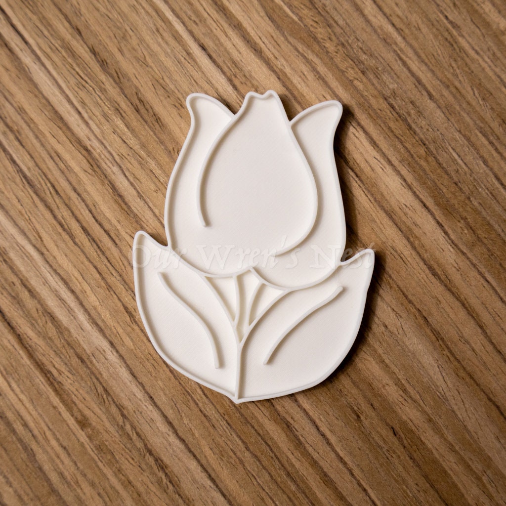 3D Printed Tulip with Stamp Cookie Cutter Set