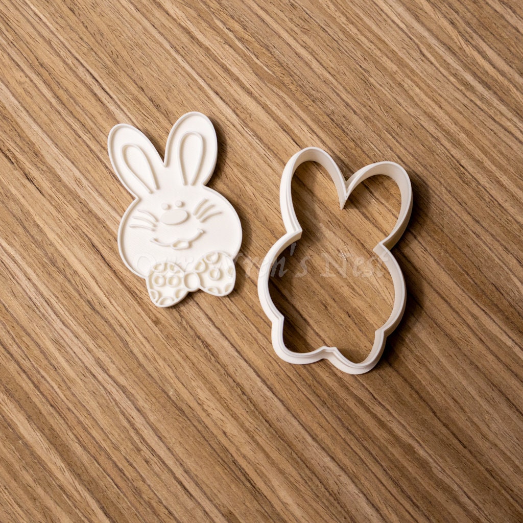 3D Printed Vintage Inspired Spring Bunny with Stamp Cookie Cutter Set