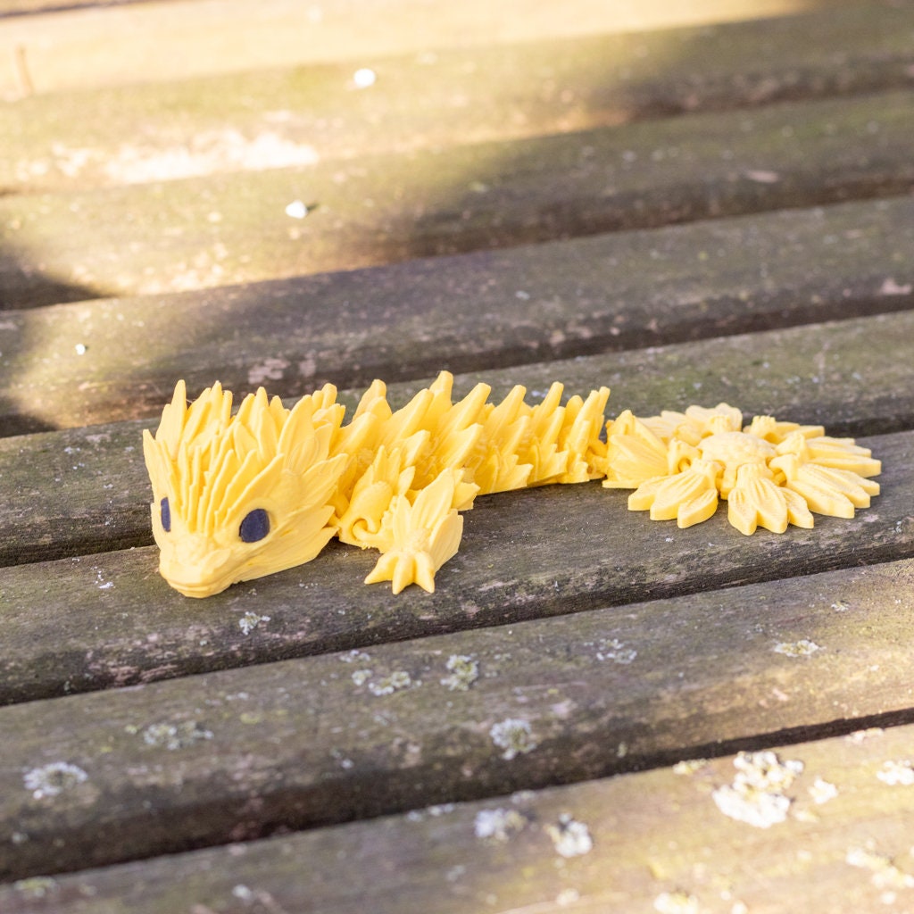 3D Printed Sunflower Dragon - Articulating, Flexi Dragon Toy