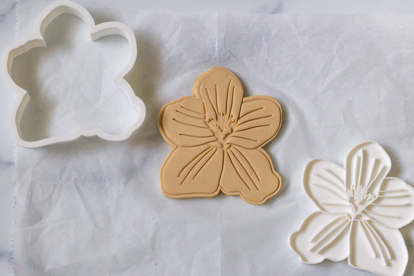 3D Printed Violet Flower Stamp and Cookie Cutter Set