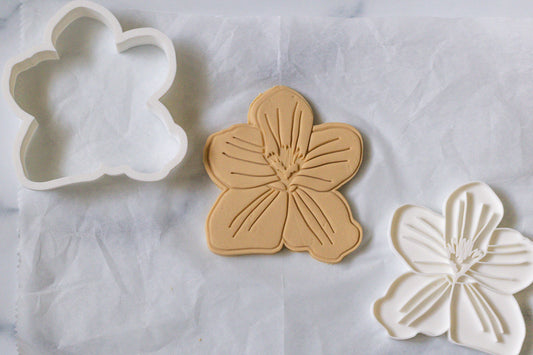 3D Printed Violet Flower Stamp and Cookie Cutter Set