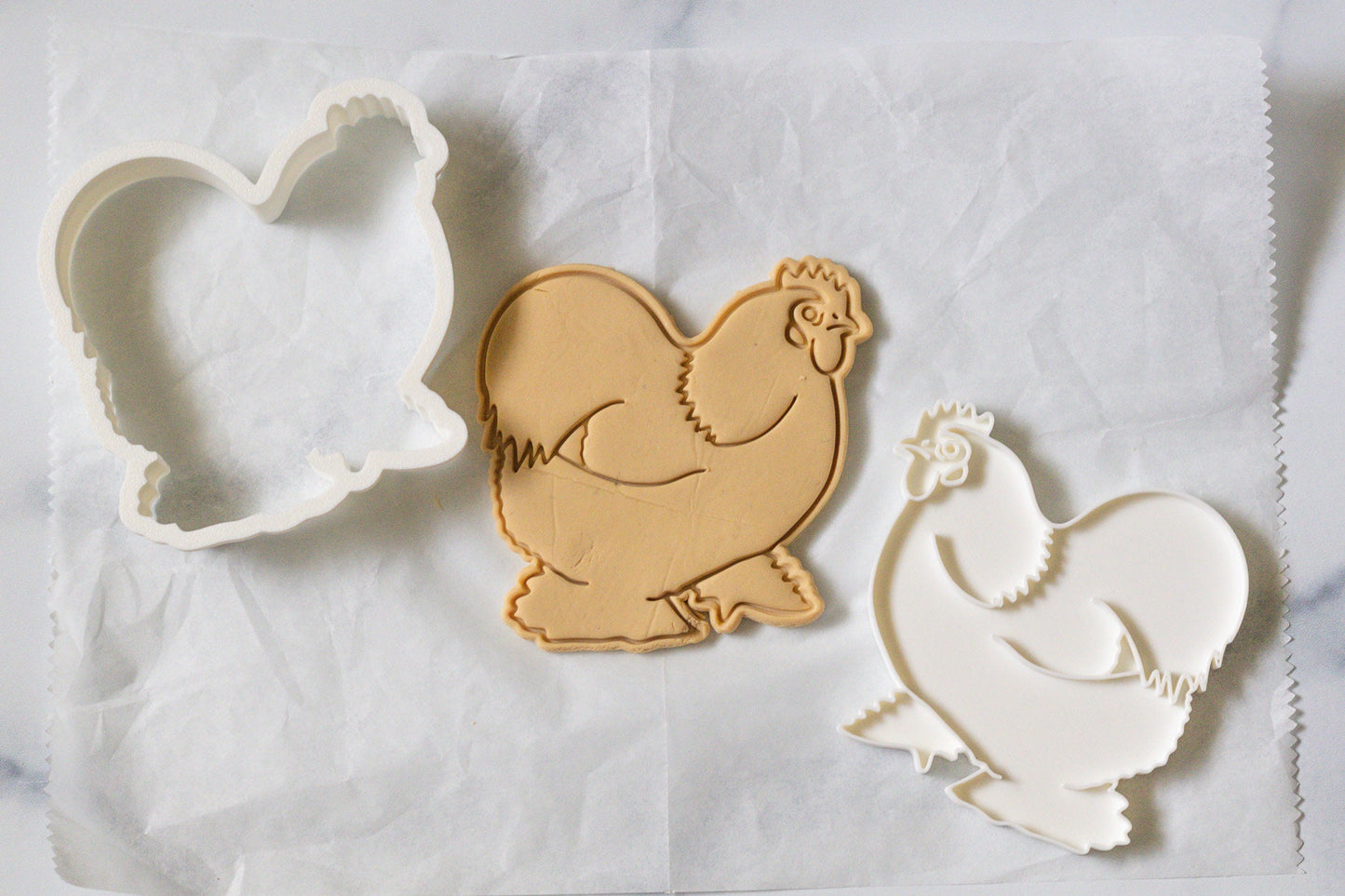3D Printed Bantam Cochin Chicken Stamp and Cookie Cutter Set