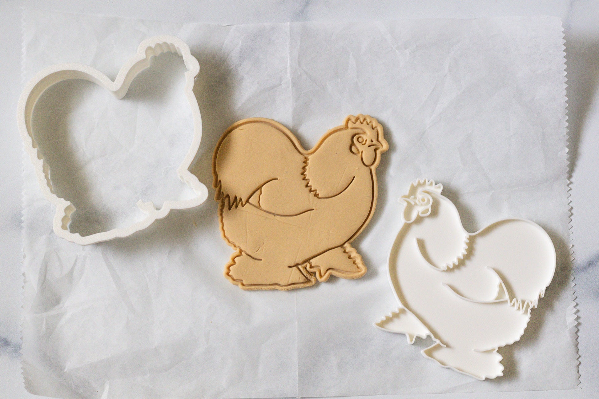 3D Printed Bantam Cochin Chicken Stamp and Cookie Cutter Set