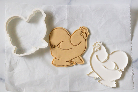 3D Printed Bantam Cochin Chicken Stamp and Cookie Cutter Set