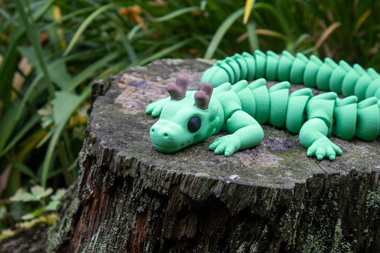 3D Printed Articulating Green Garden Dragon