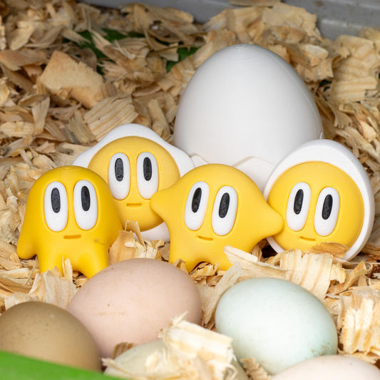 3D Printed Egg Yolk Friends - Desk Pet - Egg Decor