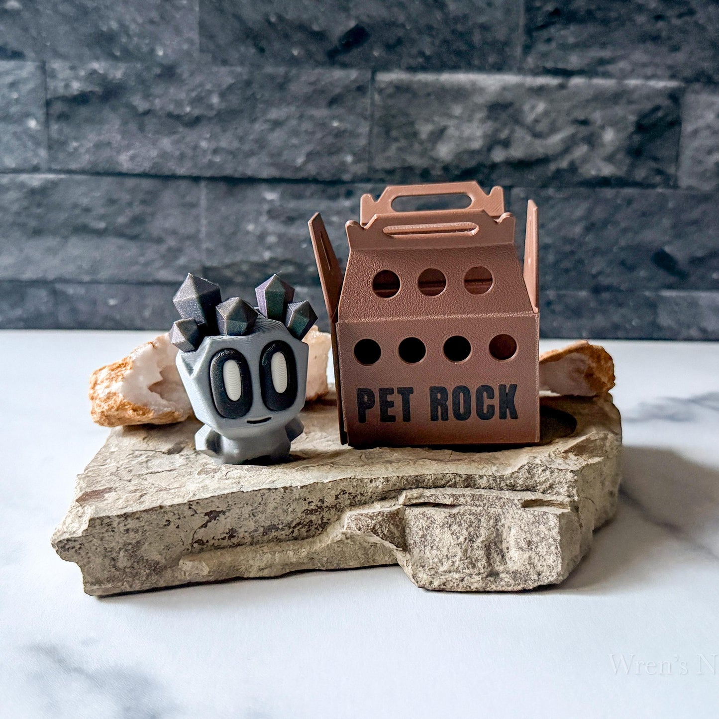 3D Printed Vintage Inspired Rock Pet Friend with Box!