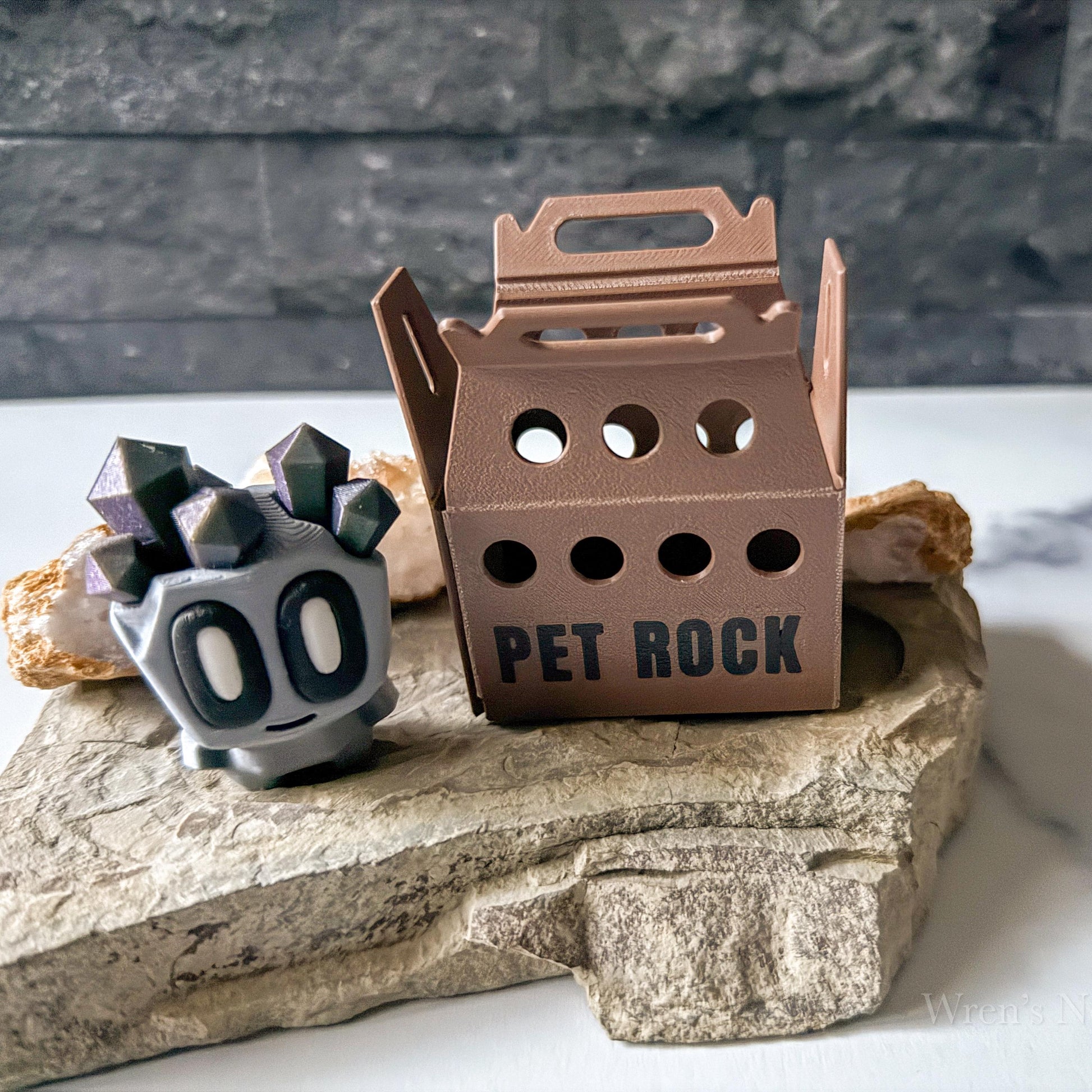 3D Printed Vintage Inspired Rock Pet Friend with Box!