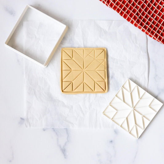 3D Printed Quilt Block Stamp and Cookie Cutter Set - Double Pinwheel Quilt Block Inspired