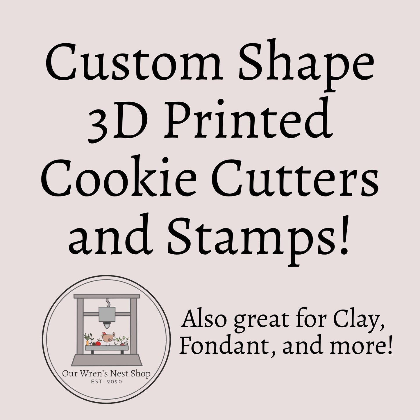 3D Printed Custom Cookie Cutter and Stamp Set – Personalized For Baking and Clay Cutters