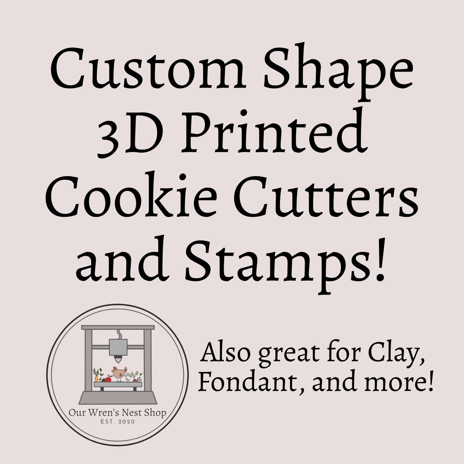 3D Printed Custom Cookie Cutter and Stamp Set – Personalized For Baking and Clay Cutters