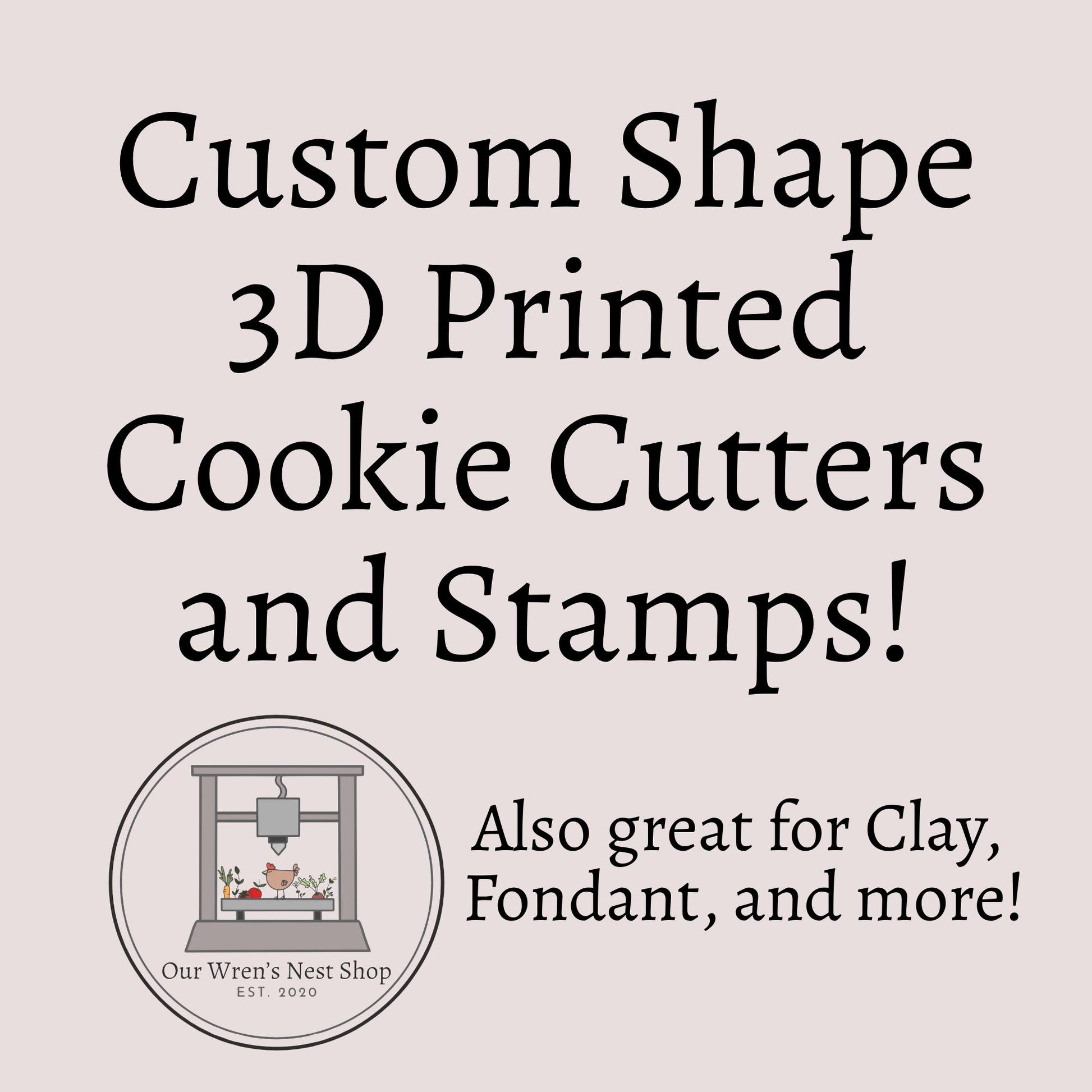 3D Printed Custom Cookie Cutter and Stamp Set – Personalized For Baking and Clay Cutters
