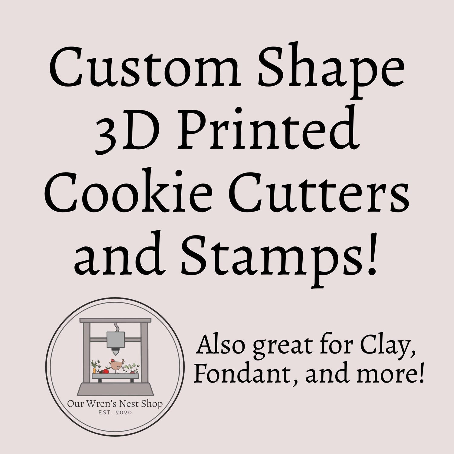 3D Printed Custom Cookie Cutter and Stamp Set – Personalized For Baking and Clay Cutters