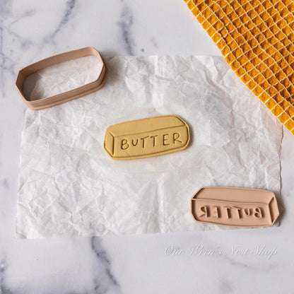 3D Printed Whimsical Stick of Butter Stamp and Cookie Cutter Set