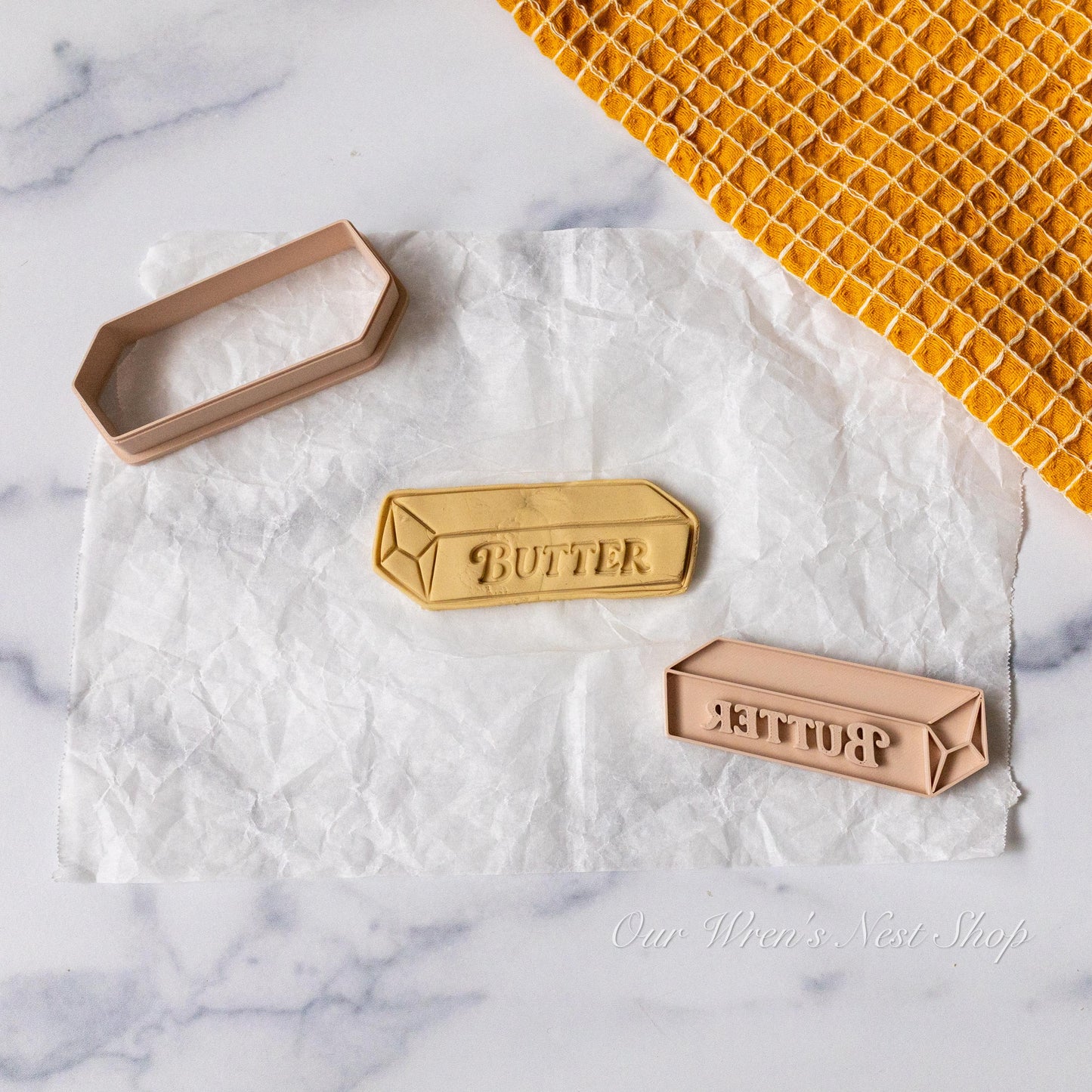 3D Printed Stick of Butter Stamp and Cookie Cutter Set