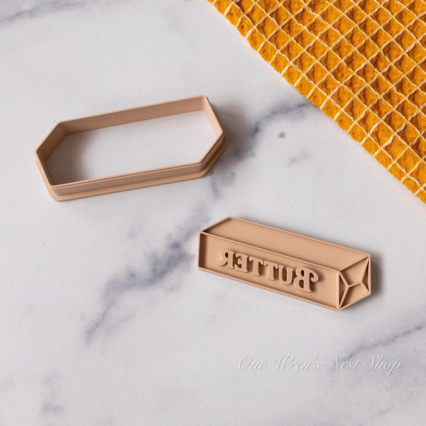 3D Printed Stick of Butter Stamp and Cookie Cutter Set