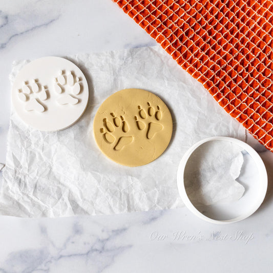 3D Printed Coyote Track Stamp and Cutter Set, Educational Nature Tool