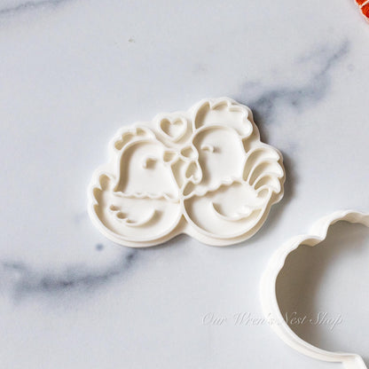 3D Printed Hen & Rooster Sweethearts Stamp and Cookie Cutter Set