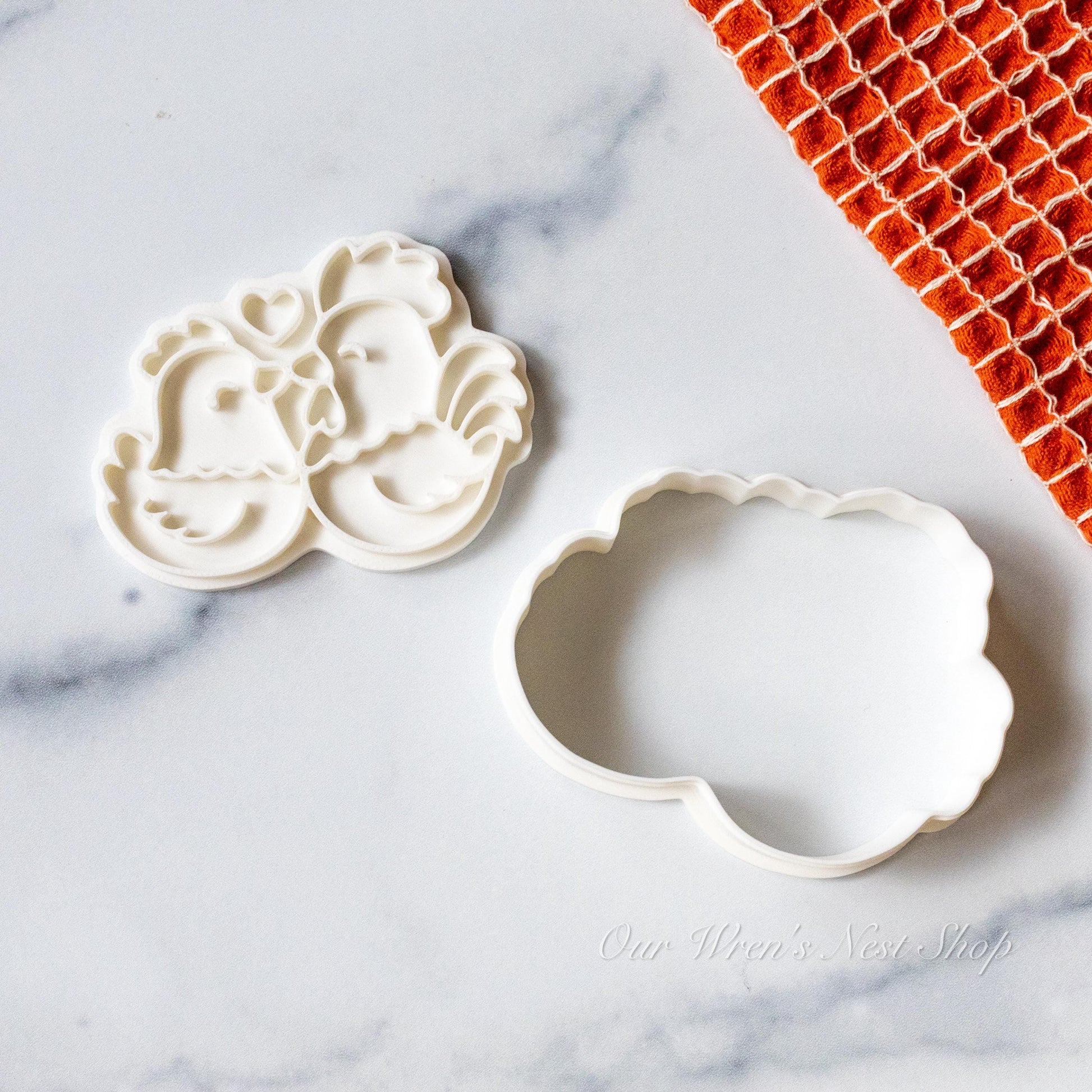 3D Printed Hen & Rooster Sweethearts Stamp and Cookie Cutter Set
