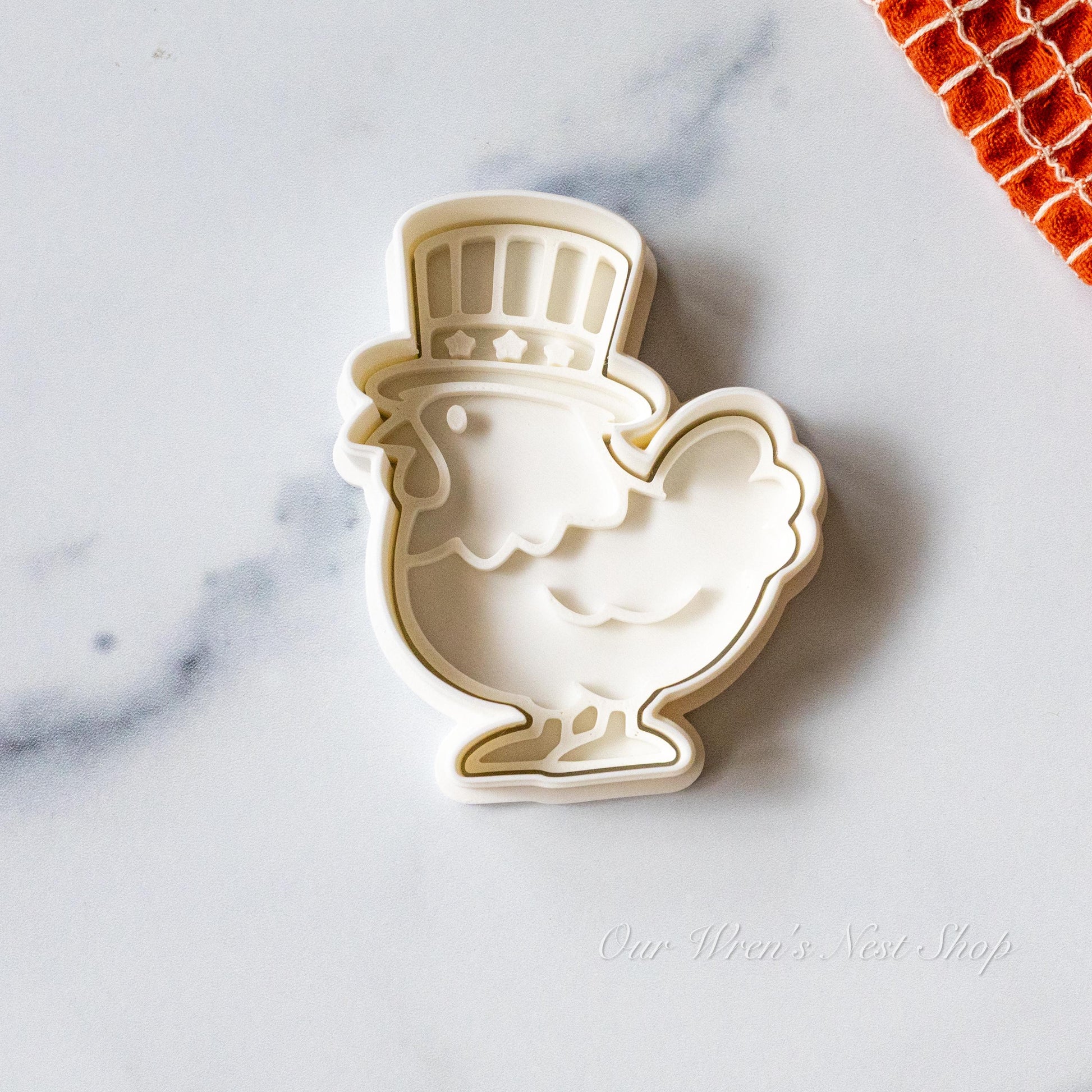 3D Printed Red, White & Rooster Stamp and Cookie Cutter Set