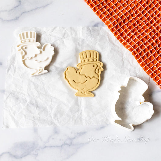 3D Printed Red, White & Rooster Stamp and Cookie Cutter Set