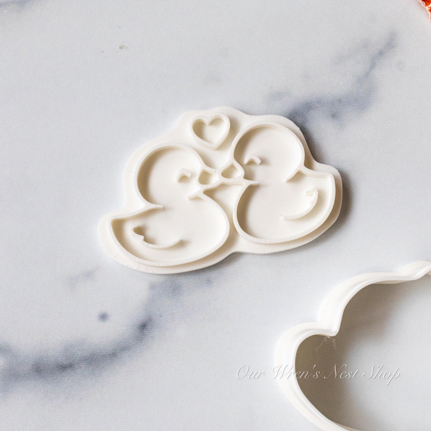 3D Printed Duck Sweethearts Stamp and Cookie Cutter Set
