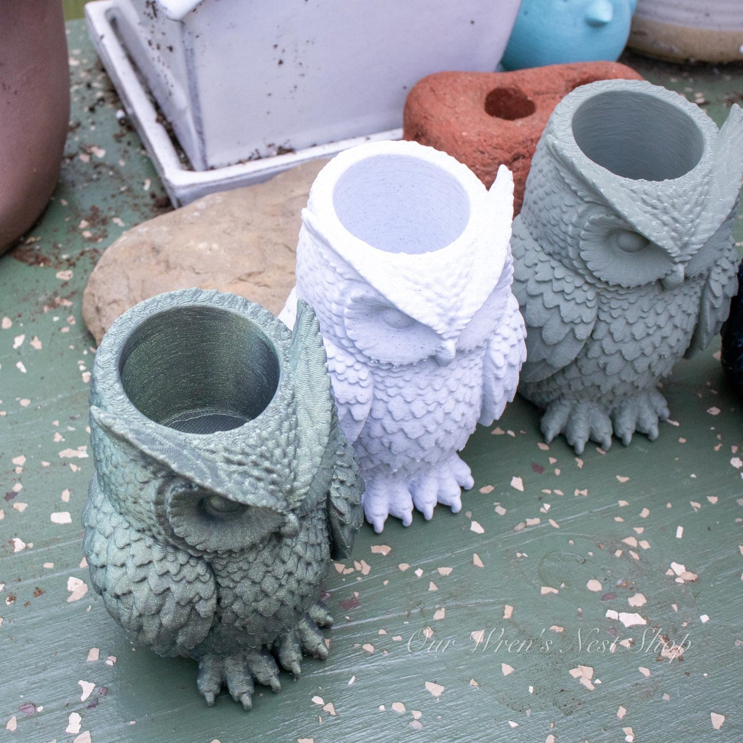 Woodland Owl Air Plant Planter – 3D Printed Flower Pot for Garden & Home Decor