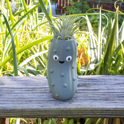Pete the Pickle Air Plant Planter – 3D Printed Flower Pot for Garden & Home Decor