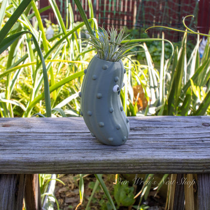 Pete the Pickle Air Plant Planter – 3D Printed Flower Pot for Garden & Home Decor
