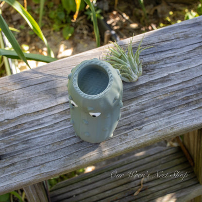 Pete the Pickle Air Plant Planter – 3D Printed Flower Pot for Garden & Home Decor