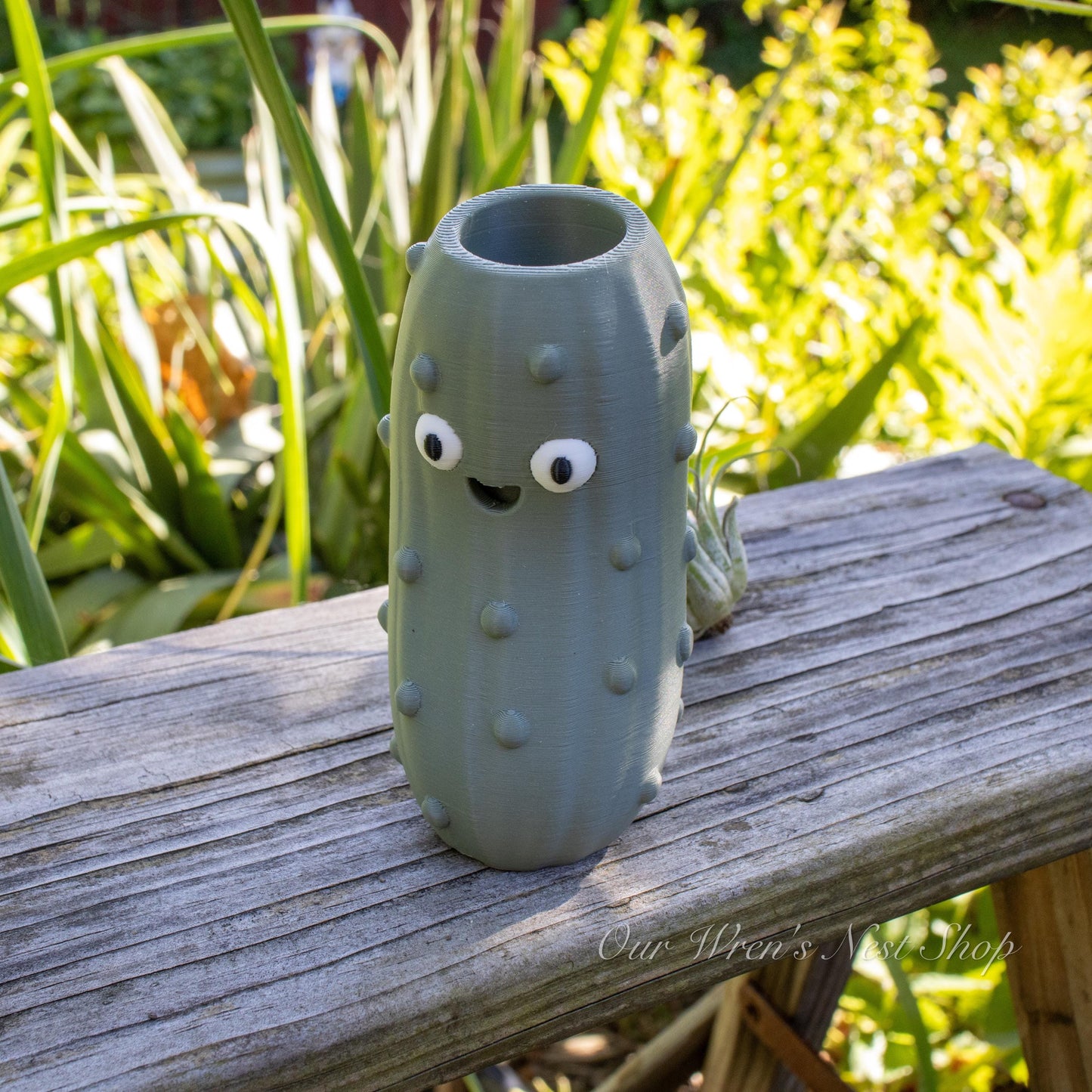Pete the Pickle Air Plant Planter – 3D Printed Flower Pot for Garden & Home Decor