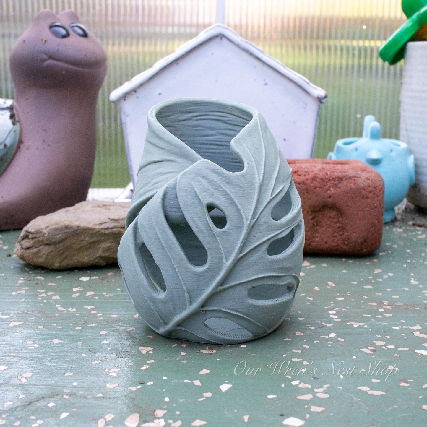 Monstera Leaf Air Plant Holder – 3D Printed Planter for Home Decor