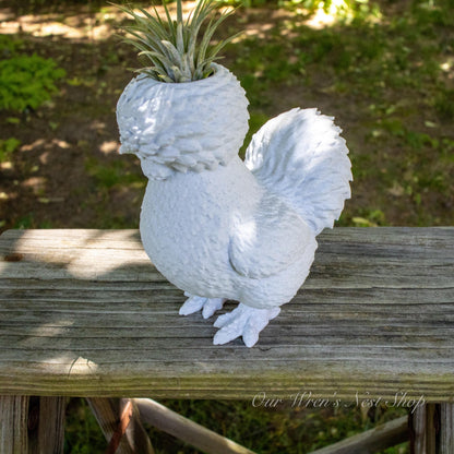 Silkie Chicken Air Plant Planter – 3D Printed Farmhouse Garden Decor